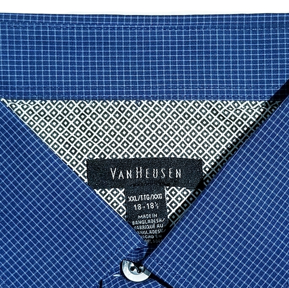 Van Heusen Air Mens Short Sleeve Button Front Shirt Blu Faded Cadet 2XL New - Picture 5 of 8